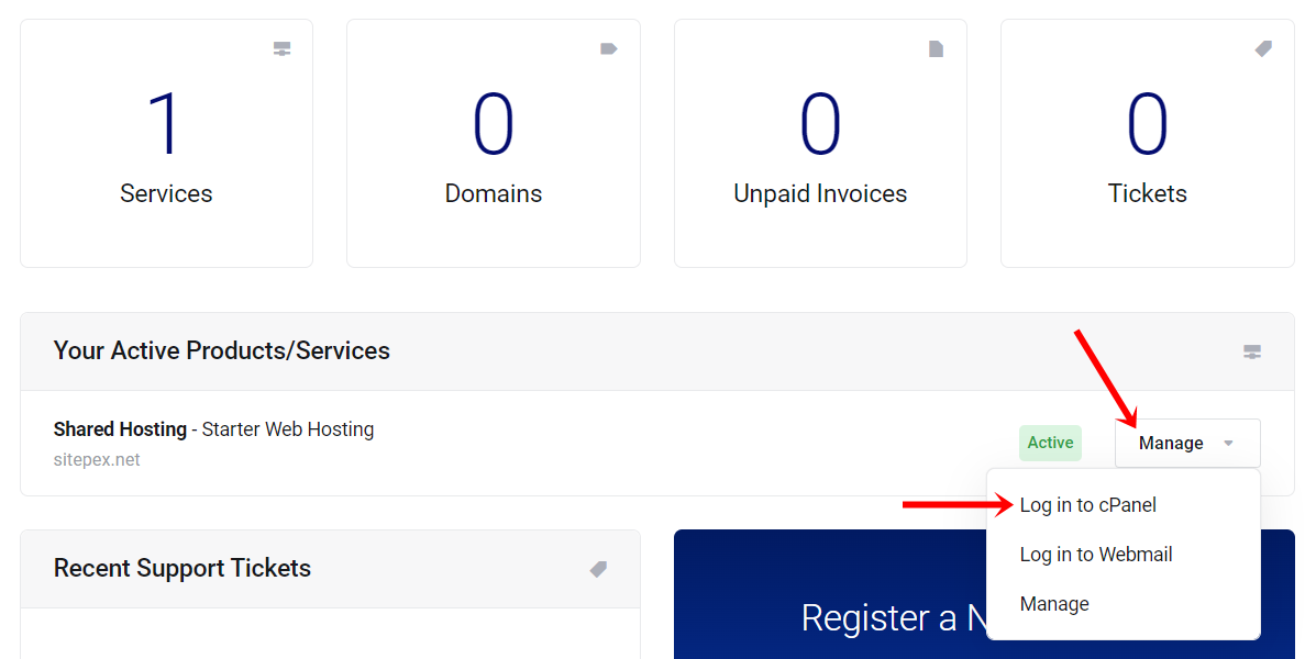 how to login to cpanel account